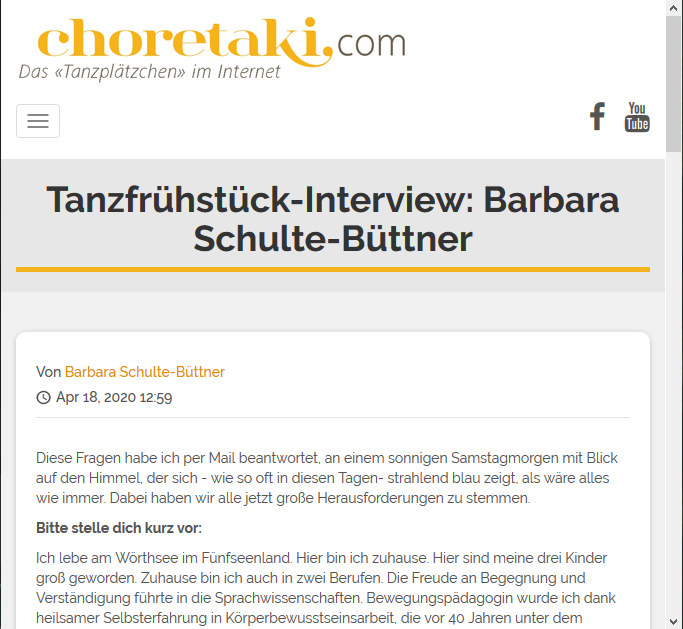 choretaki Tanzfrühstück-Interview Barbara Schulte-Büttner